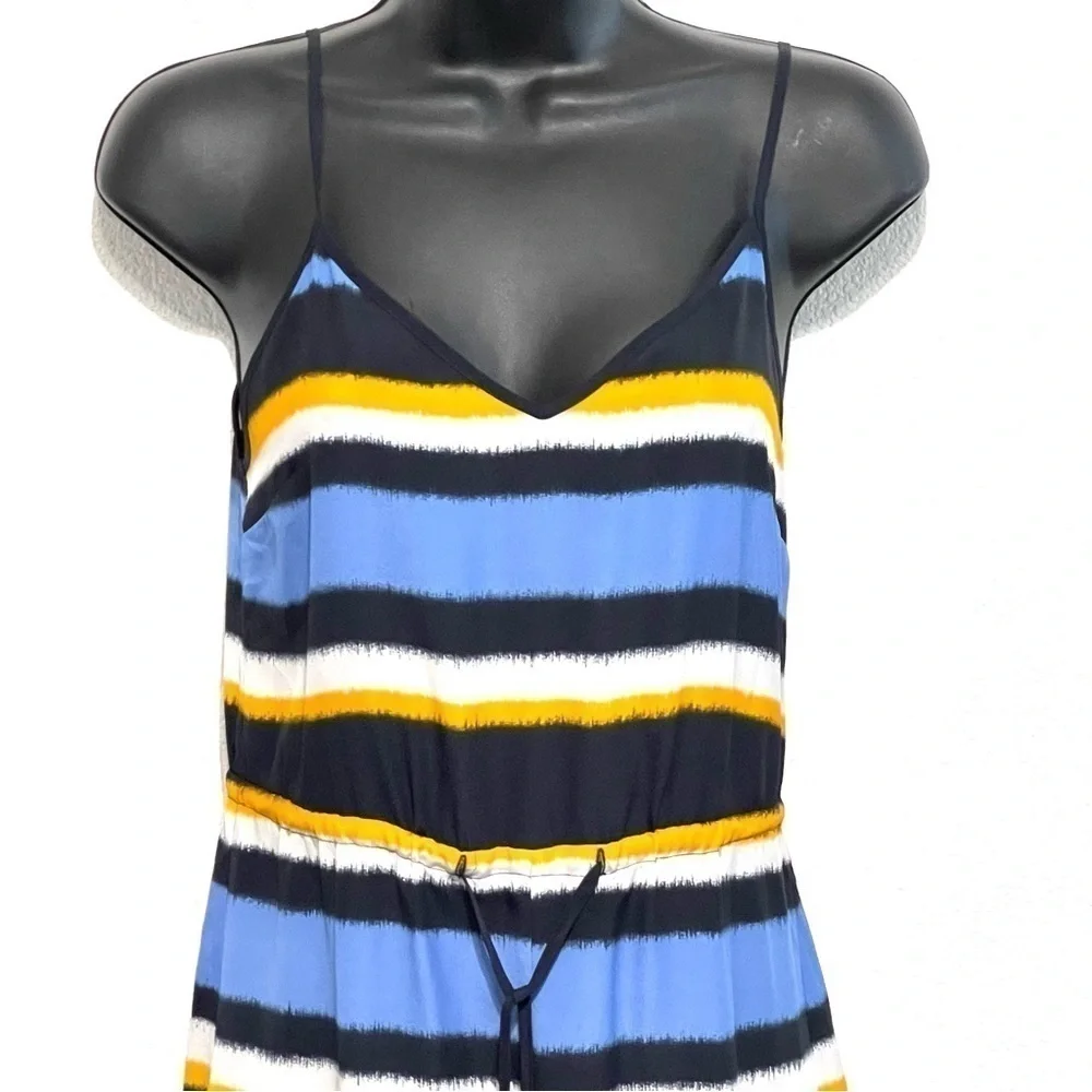 Michael Kors Woman Black Blue Striped Maxi Long Dress Size XXS